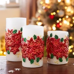 New Tempsl 3 bougeoirs LED poinsettia