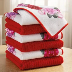 Tempsl 6 essuie-tout fleurs rouges