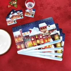 Outlet Tempsl 4 sets + 4 dessous de verres Noël sous la neige