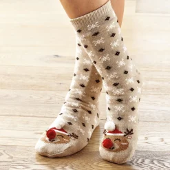 Discount Tempsl Chaussettes antiglisse Noël renne ou pingouin