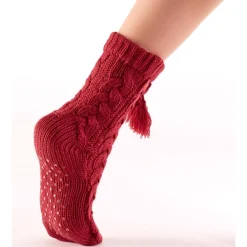 Discount Tempsl Chaussettes tricot antiglisse : Bordeaux ou Beige