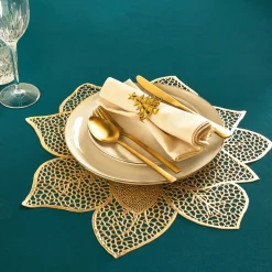 Clearance Tempsl Chemin ou set de table poinsettia doré