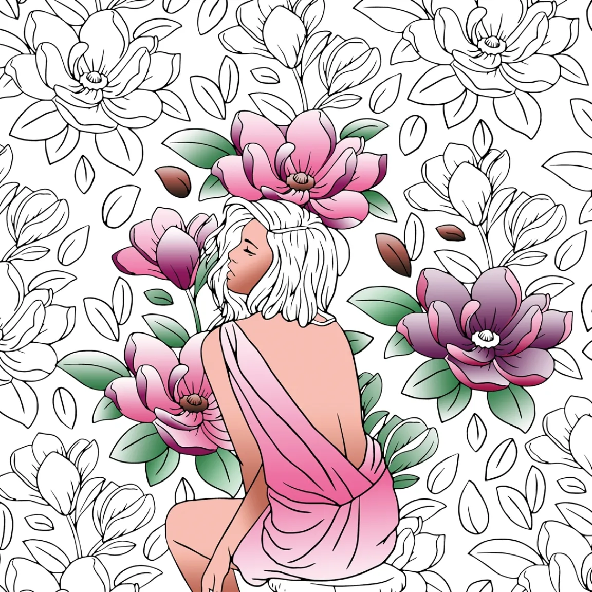 Discount Tempsl Grands carrés d'art thérapie Femmes fleurs