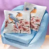 Best Tempsl Lot de 2 housses coussin oiseau bleu
