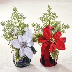 New Tempsl Lot de 2 poinsettias : 1 rouge + 1 blanc