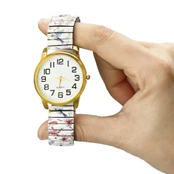 Hot Tempsl Montre blanche élastiquée imprimée