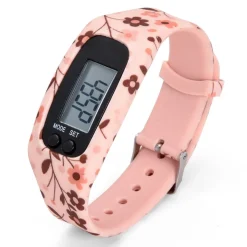Tempsl Montre podomètre silicone Noire, Blanc ou Fleurs