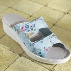 Best Tempsl Mules fleuries Blanc ou Bleu