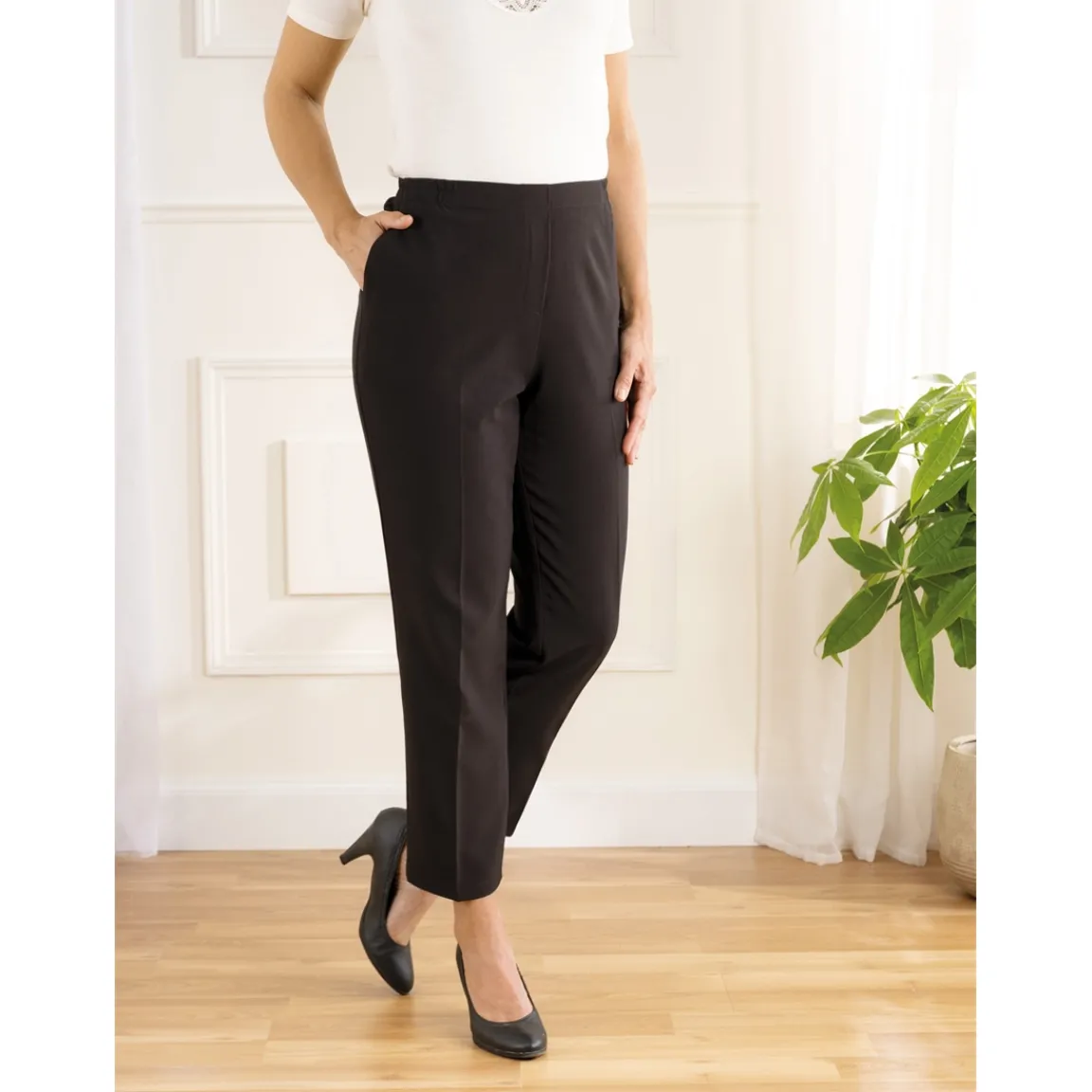 Online Tempsl Pantalon à pinces noir