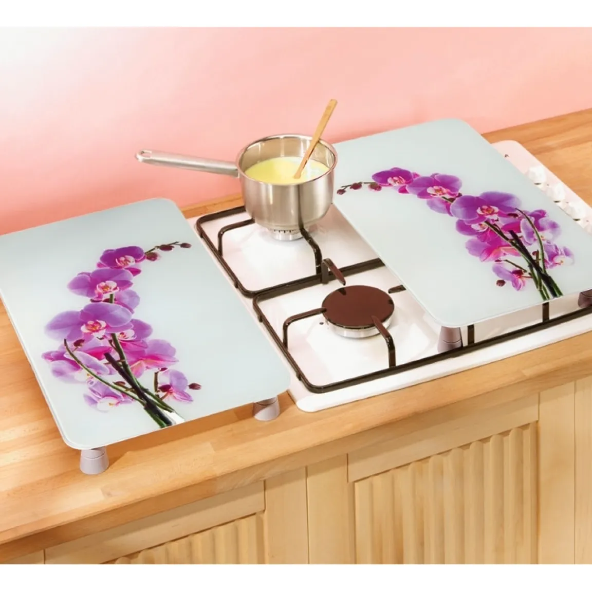 Clearance Tempsl Protection mur cuisine fleur d'orchidée