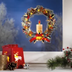 Outlet Tempsl Sticker couronne de Noël lumineuse