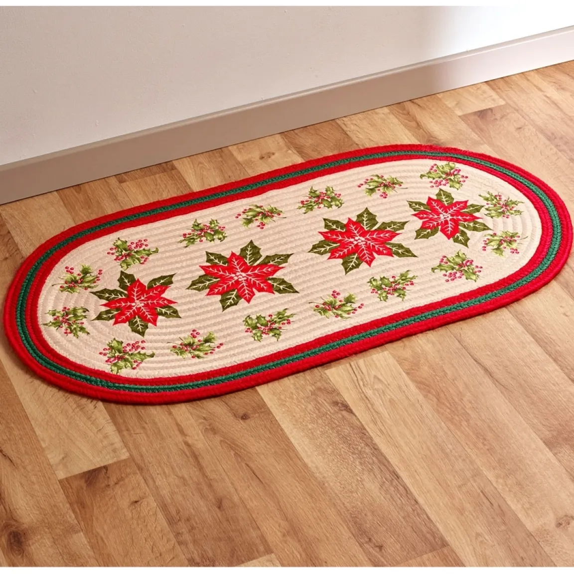 Outlet Tempsl Tapis ovale poinsettias